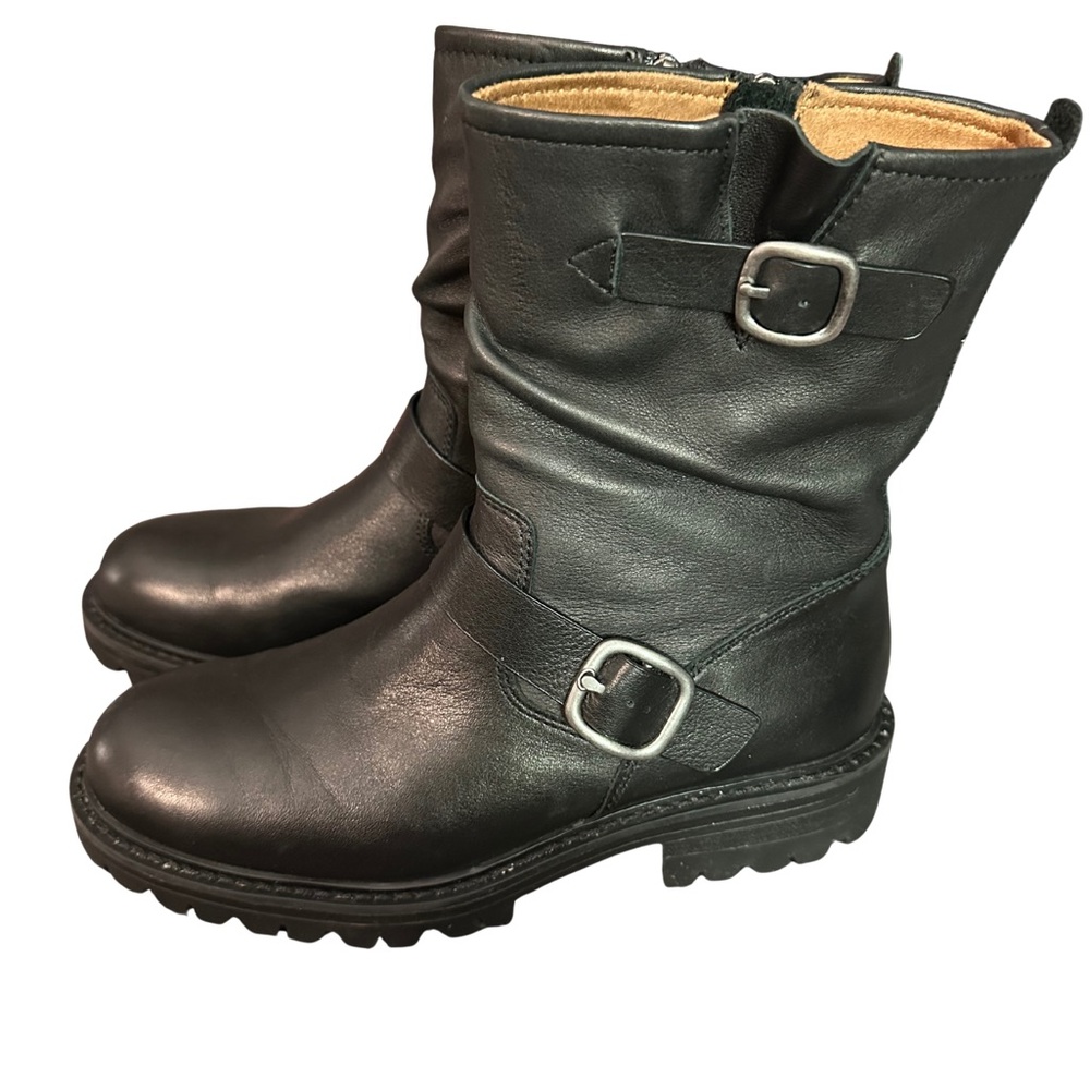 Sofft Black Leather Moto Boots